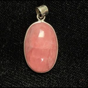 Rhodochrosite Sterling Pink Small Oval Pendant